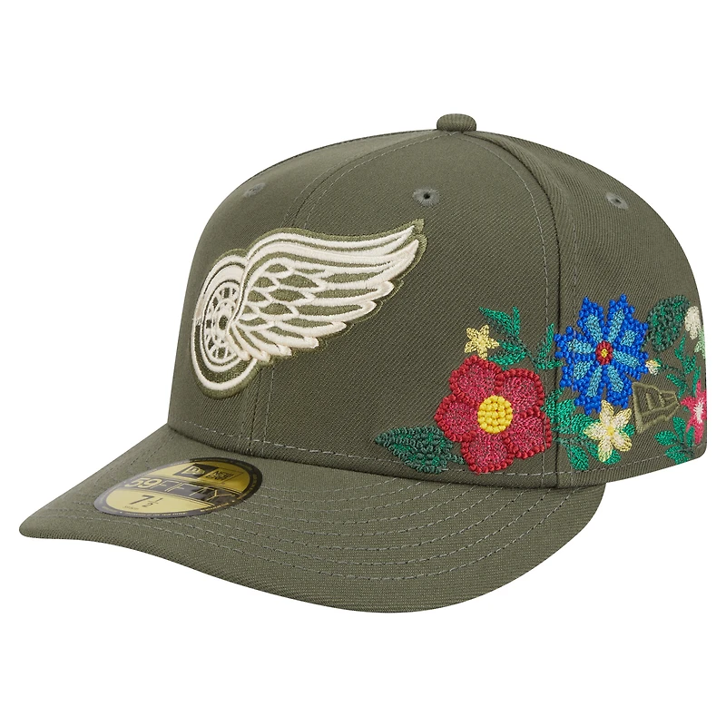 Casquette ajustée 59FIFTY pour homme New Era Olive Detroit Red Wings Tonal Florals