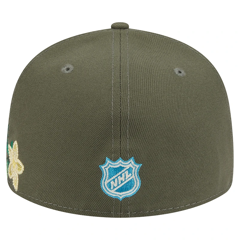 Casquette ajustée 59FIFTY pour homme New Era Olive Detroit Red Wings Tonal Florals