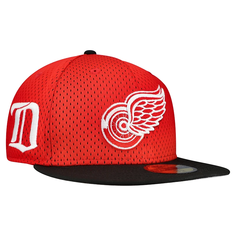 Men's New Era Red/Black Detroit Red Wings Mesh Crown Two-Tone 59FIFTY Fitted Hat