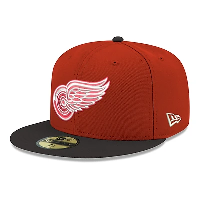 Casquette ajustée New Era 59FIFTY bicolore à logo principal des Red Wings de Détroit, rouge, pour homme