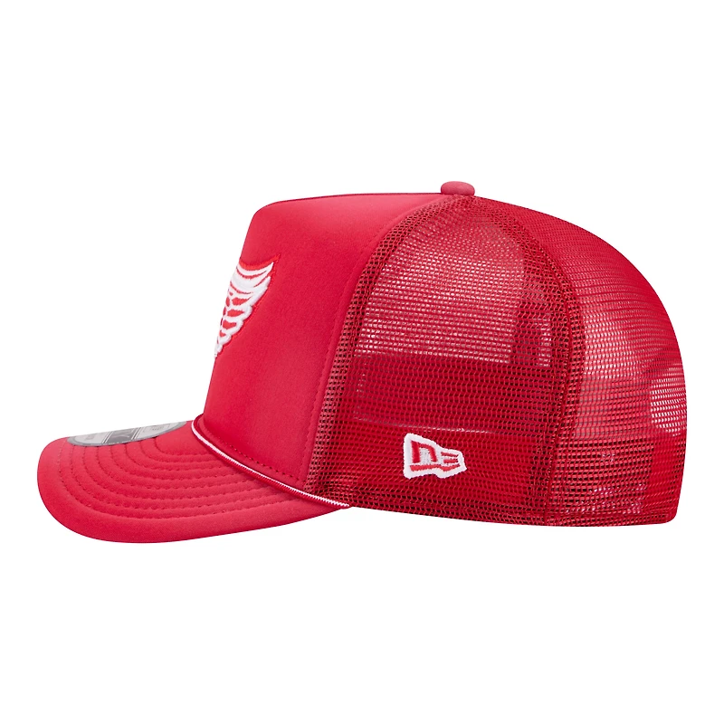 Men's New Era  Red Detroit Red Wings Faded A-Frame 9FIFTY Trucker Snapback Hat