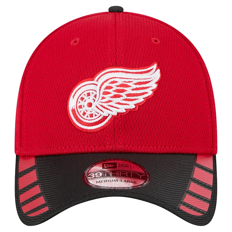 Men's New Era Red Detroit Wings Visor Hit 39THIRTY Flex Hat