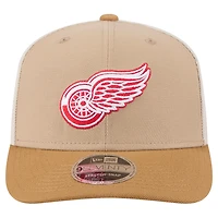 Men's New Era Tan/Light Brown Detroit Red Wings Two-Tone Trucker 9SEVENTY Stretch Snap Adjustable Hat