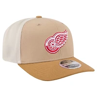 Men's New Era Tan/Light Brown Detroit Red Wings Two-Tone Trucker 9SEVENTY Stretch Snap Adjustable Hat