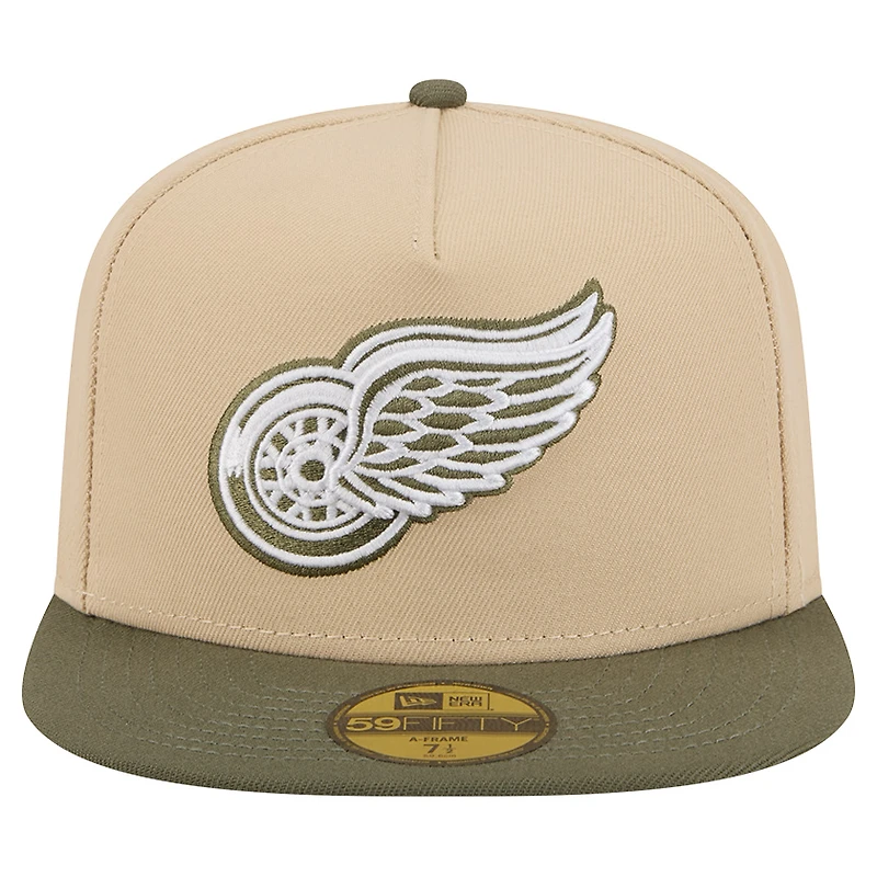 Men's New Era  Tan/Olive Detroit Red Wings Color Pack Two-Tone 59FIFTY A-Frame Fitted Hat