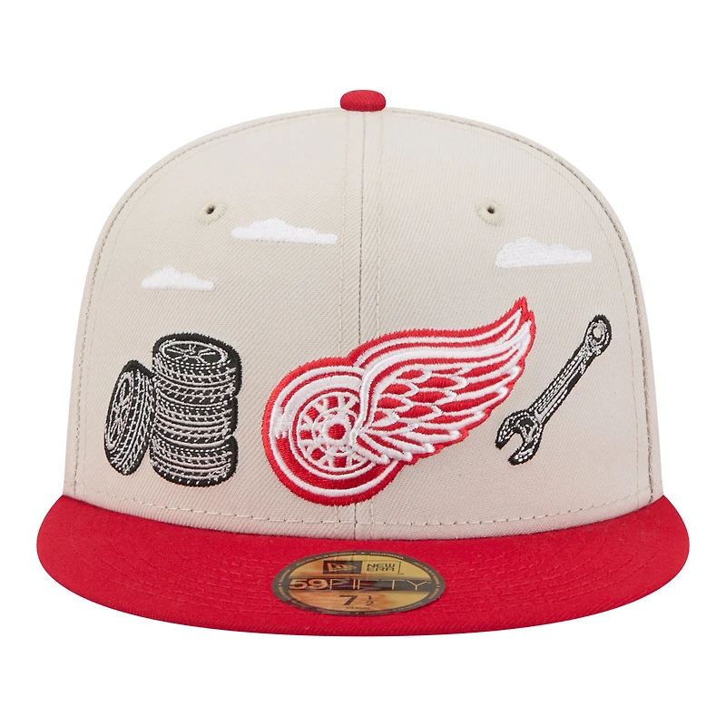 Men's New Era  Tan/Red Detroit Red Wings Localized City Icon 59FIFTY Fitted Hat