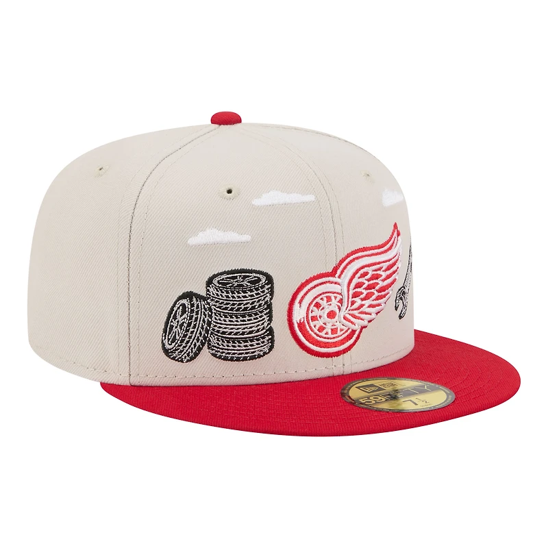 Men's New Era  Tan/Red Detroit Red Wings Localized City Icon 59FIFTY Fitted Hat