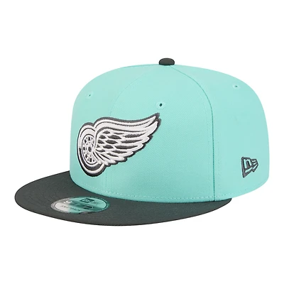 Casquette snapback New Era 9FIFTY pour homme, coloris turquoise/charbon Detroit Red Wings, lot bicolore