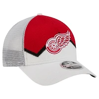 Men's New Era  White/Red Detroit Red Wings Hockey Sock 9FORTY A-Frame M-Crown Adjustable Trucker Hat