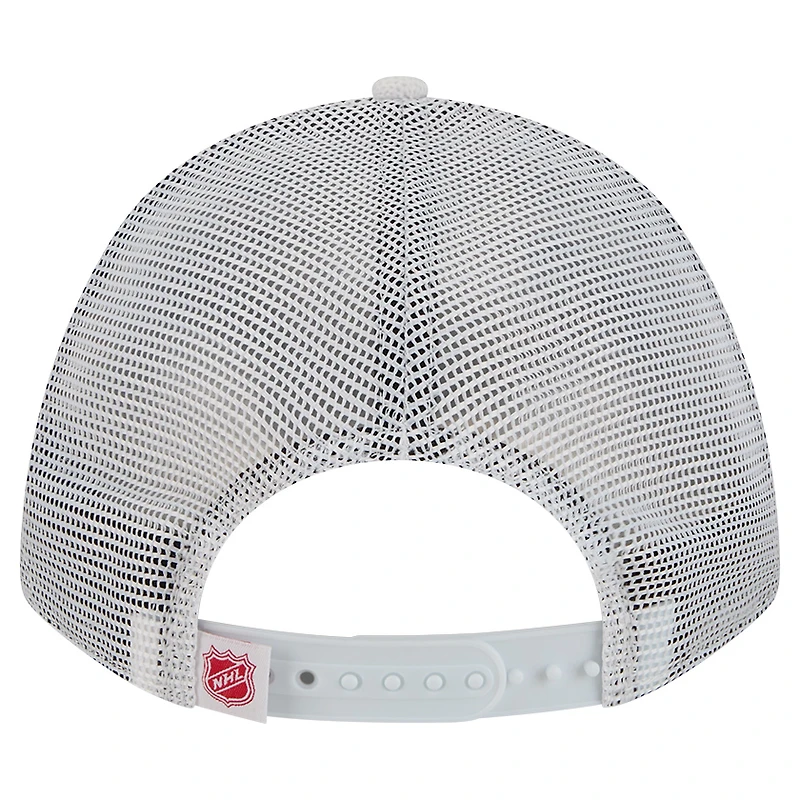 Men's New Era  White/Red Detroit Red Wings Hockey Sock 9FORTY A-Frame M-Crown Adjustable Trucker Hat