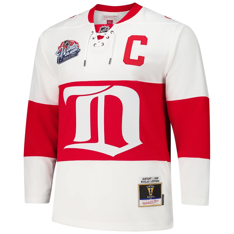 Maillot de jeu puissance blanc Nicklas Lidstrom pour homme des Red Wings Detroit 2008-09