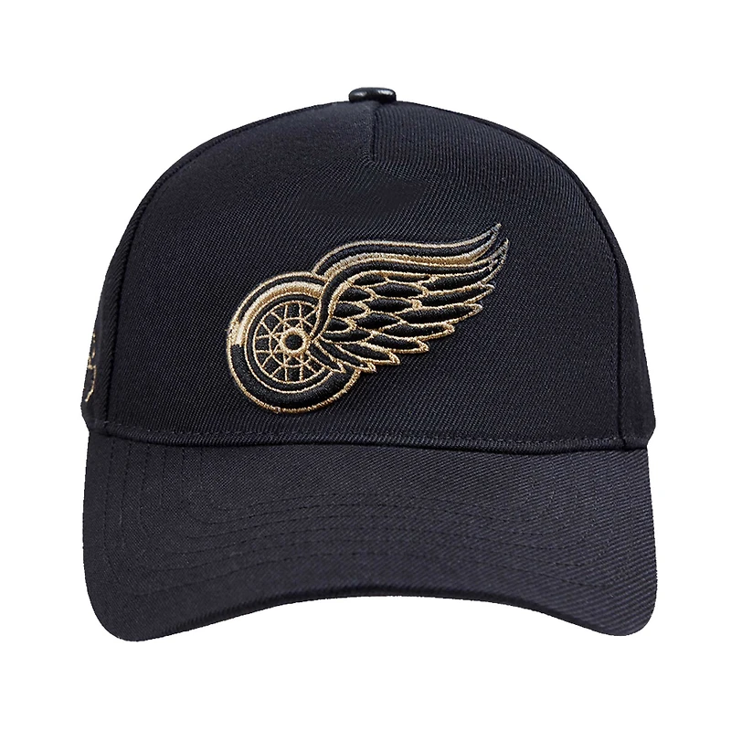 Men's Pro Standard  Black Detroit Red Wings Metallic Logo Pinch Front Adjustable Hat