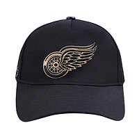 Men's Pro Standard  Black Detroit Red Wings Metallic Logo Pinch Front Adjustable Hat