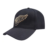 Men's Pro Standard  Black Detroit Red Wings Metallic Logo Pinch Front Adjustable Hat