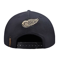 Men's Pro Standard  Black Detroit Red Wings Metallic Logo Pinch Front Adjustable Hat