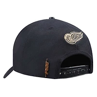 Men's Pro Standard  Black Detroit Red Wings Metallic Logo Pinch Front Adjustable Hat