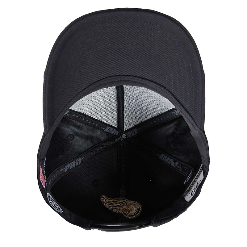Men's Pro Standard  Black Detroit Red Wings Metallic Logo Pinch Front Adjustable Hat