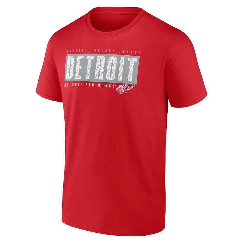 Men's  Red Detroit Wings Blocked Out T-Shirt