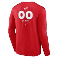 Men's Red Detroit Wings Custom Midfielder Long Sleeve T-Shirt