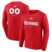 Men's Red Detroit Wings Custom Midfielder Long Sleeve T-Shirt