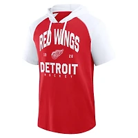 Men's  Red Detroit Wings Prime Raglan Short Sleeve Pullover Hoodie