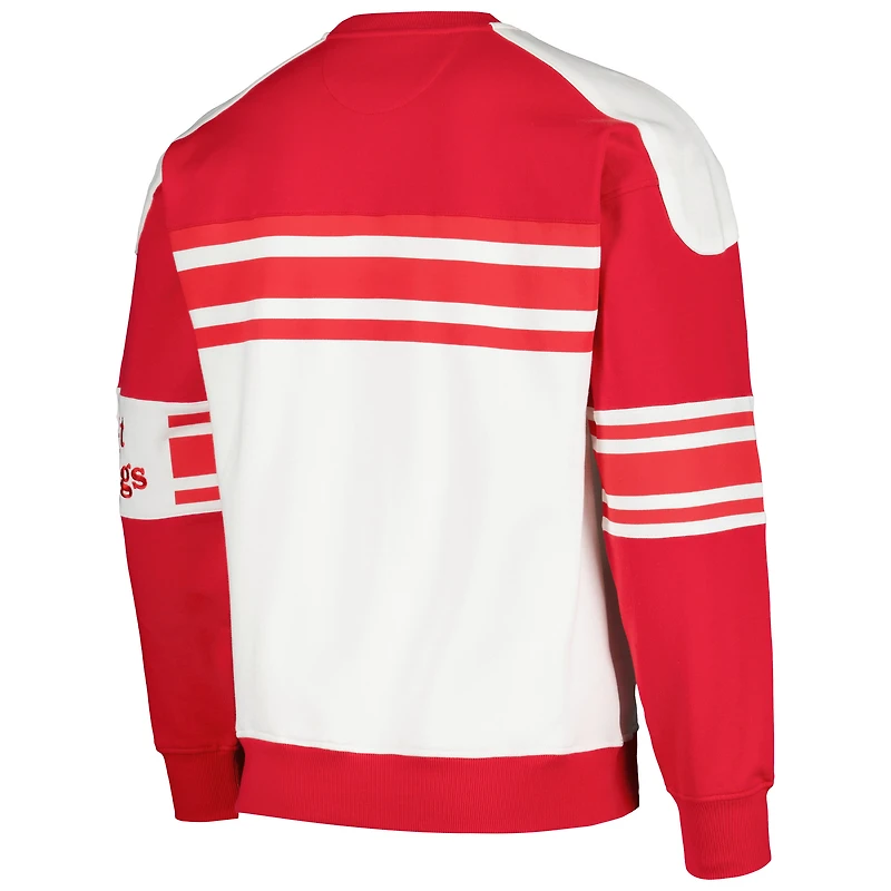 Sweat-shirt à col rond en polaire Starter White Detroit Red Wings Defense pour hommes