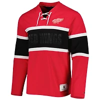 Men's Tommy Hilfiger Red Detroit Wings Walter Lace-Up Long Sleeve Top