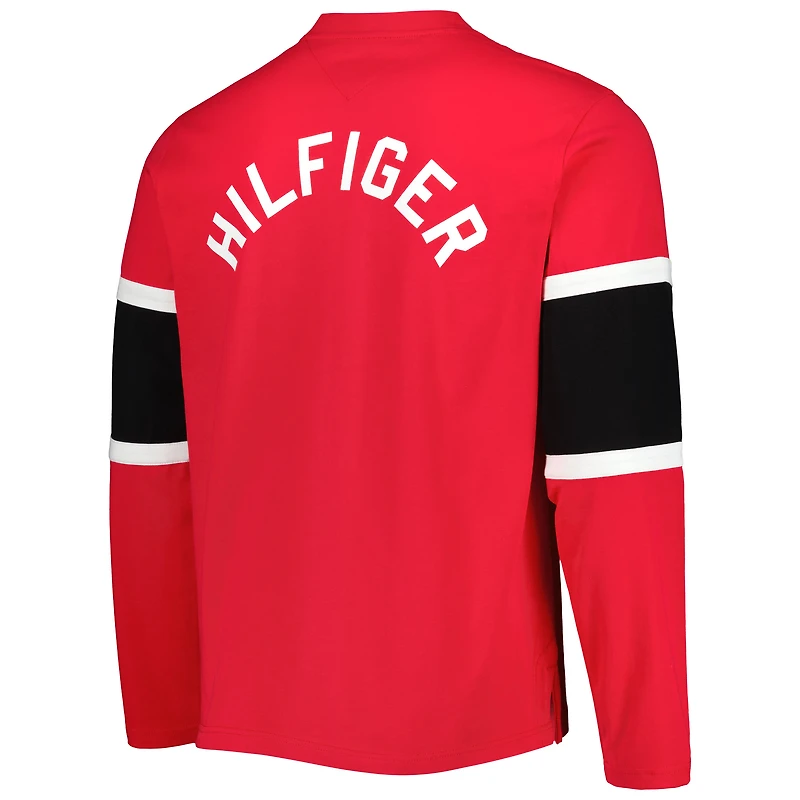 Men's Tommy Hilfiger Red Detroit Wings Walter Lace-Up Long Sleeve Top