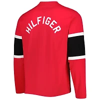 Men's Tommy Hilfiger Red Detroit Wings Walter Lace-Up Long Sleeve Top