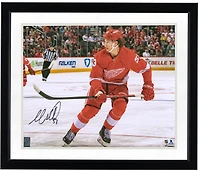 Moritz Seider Detroit Red Wings Autographed 16" x 20" Red Jersey Skating Photograph