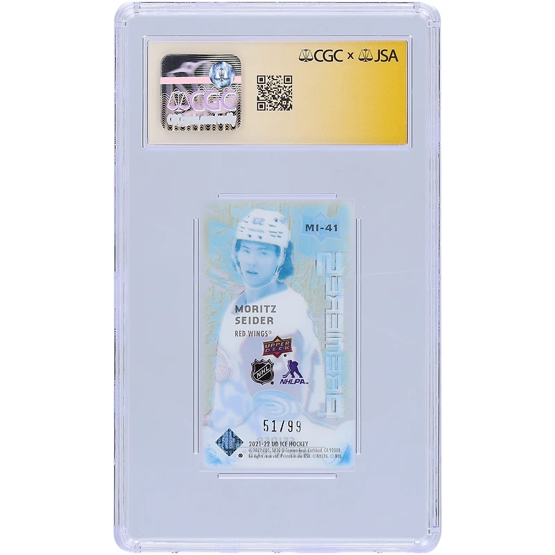 Moritz Seider Detroit Red Wings Autographié 2021-22 Upper Deck Ice Gold Ice Premieres Mini #MI-41 #/99 CGC Fanatics Witnessed Authenticated 9/10 Rookie Card