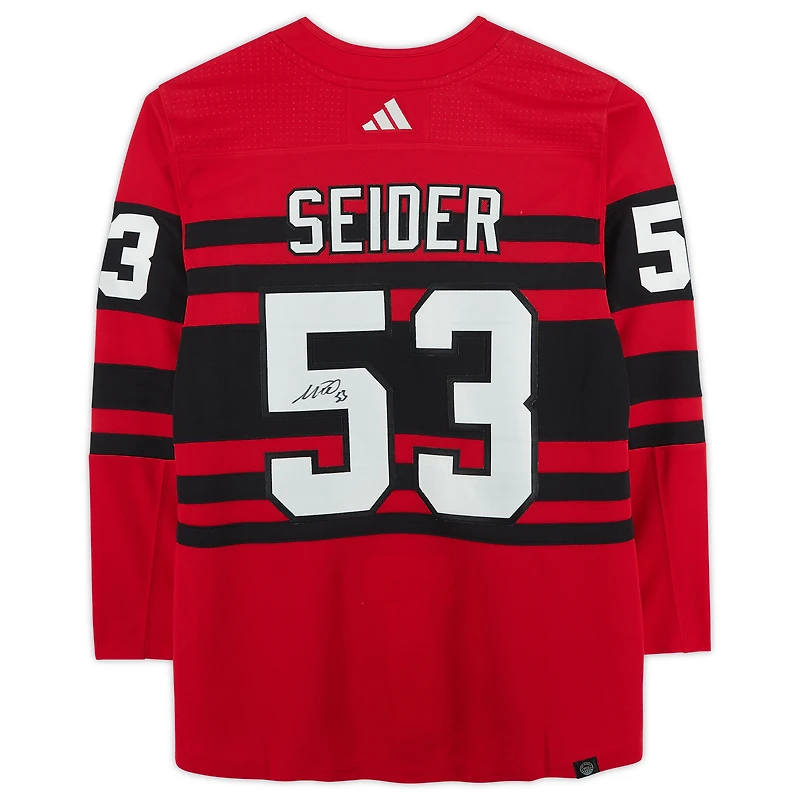 Maillot authentique Adidas rétro inversé autographié de Moritz Seider, des Red Wings de Détroit, saison 2022-2023