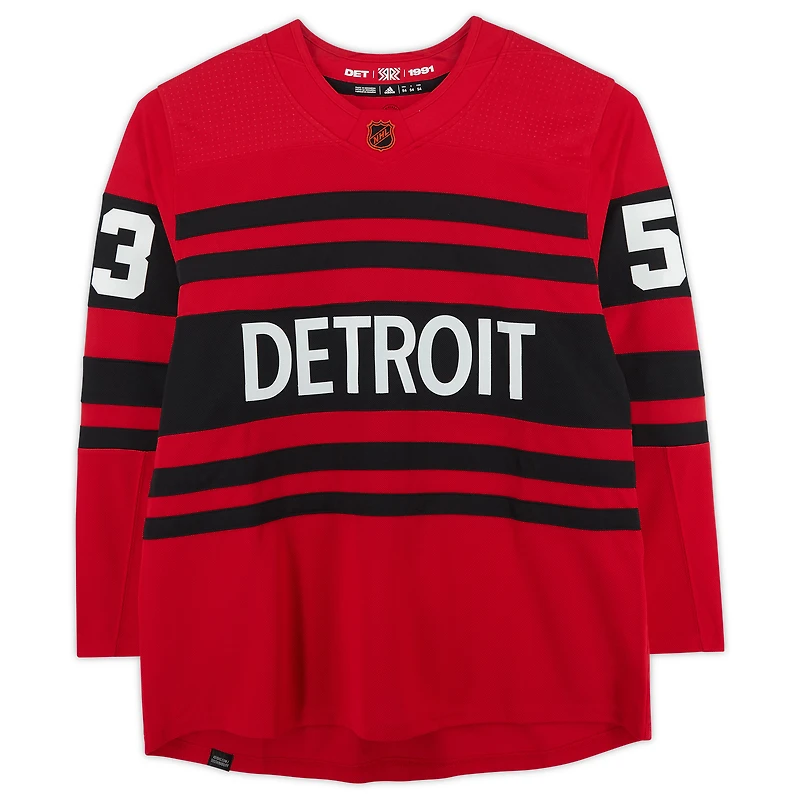 Maillot authentique Adidas rétro inversé autographié par Moritz Seider des Red Wings de Detroit 2022-23