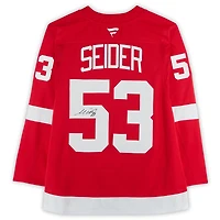 Moritz Seider Detroit Red Wings Autographed Red Fanatics Premium Jersey