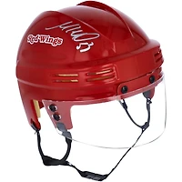 Casque rouge miniature autographié par Moritz Seider des Detroit Red Wings