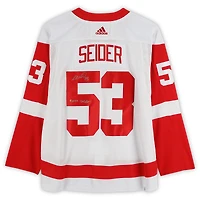 Maillot authentique Adidas blanc autographié V106832 RdWngs Moritz Seider Detroit Red Wings avec inscription « 2022 Calder » Maillot Moritz Seider AUT HK 45618 AUTJERHOC JRSYSE0162