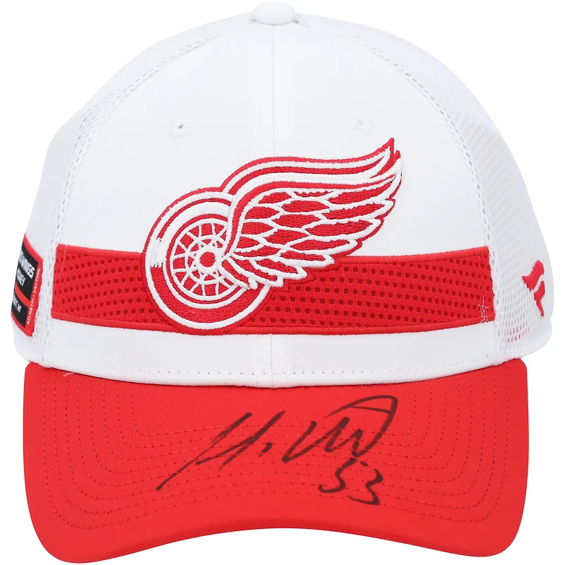 V106832 RdWngs Moritz Seider Detroit Red Wings Casquette de repêchage Fanatics blanche autographiée Moritz Seider AUT CAP 45618 AUTMER CAPSSE0030