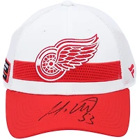 V106832 RdWngs Moritz Seider Detroit Red Wings Casquette de repêchage Fanatics blanche autographiée Moritz Seider AUT CAP 45618 AUTMER CAPSSE0030