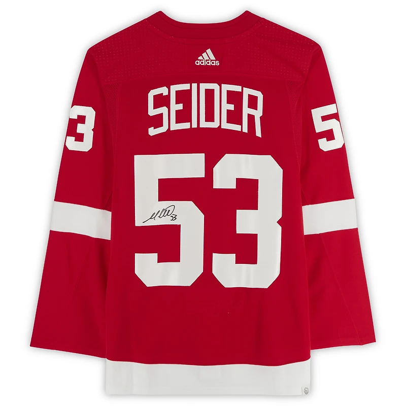 Maillot authentique adidas autographié par Moritz Seider Red Detroit Red Wings