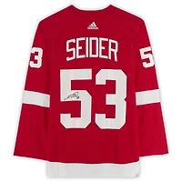Maillot authentique adidas autographié par Moritz Seider Red Detroit Red Wings
