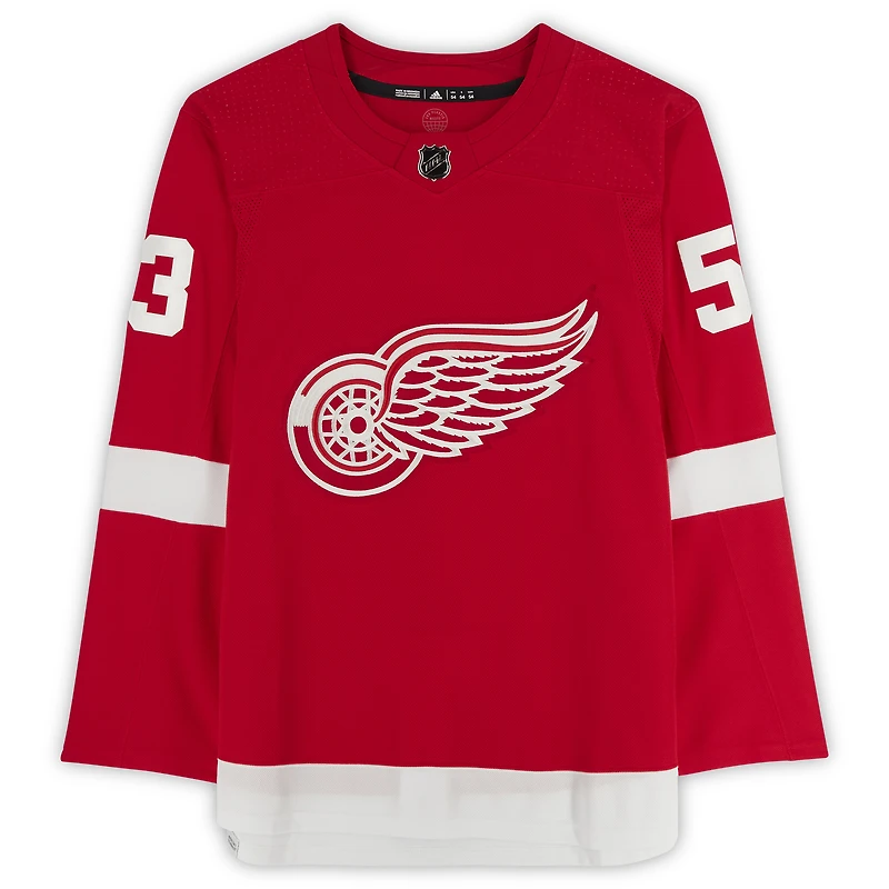 Maillot authentique adidas autographié par Moritz Seider Red Detroit Red Wings