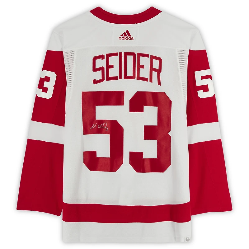 Moritz Seider White Detroit Red Wings Autographed adidas Authentic Jersey