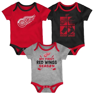 Ensemble de body trois pièces pour nouveau-né et bébé Detroit Red Wings Legend