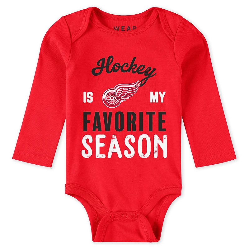 Ensemble 3 pièces pour nouveau-né et bébé par Erin Andrews Detroit Red Wings Turn Me Around, combinaison pantalon