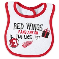 Ensemble de Noël pour nouveau-né WEAR by Erin Andrews Detroit Red Wings avec grenouillère à fermeture éclair et bavoir