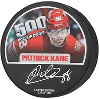 Patrick Kane Detroit Red Wings Autographed 500th NHL Goal Hockey Puck - Limited Edition of 188