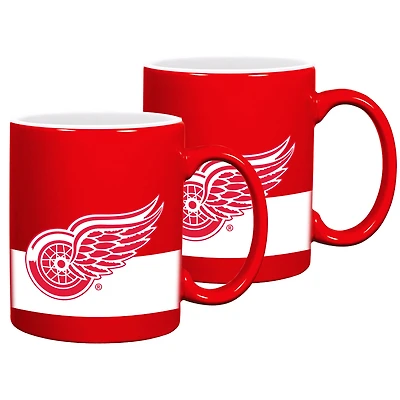 Red Detroit Red Wings 2-Pack 11oz. Ensemble de tasses en céramique à rayures