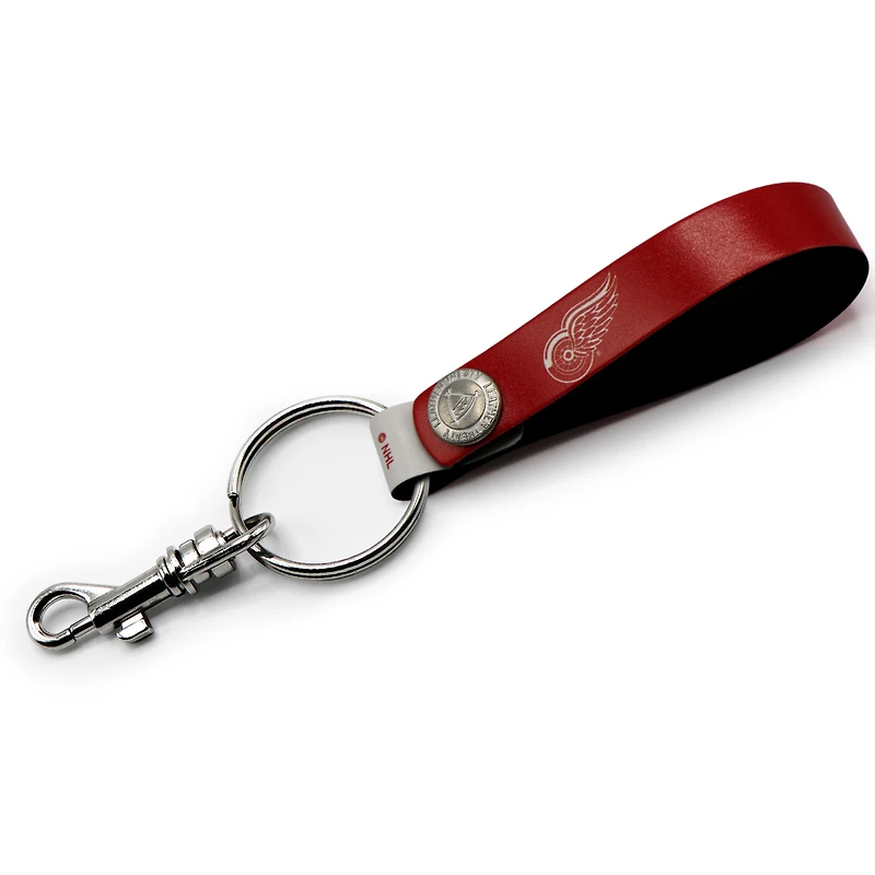 Red Detroit Wings Personalized Leather Loop Keychain