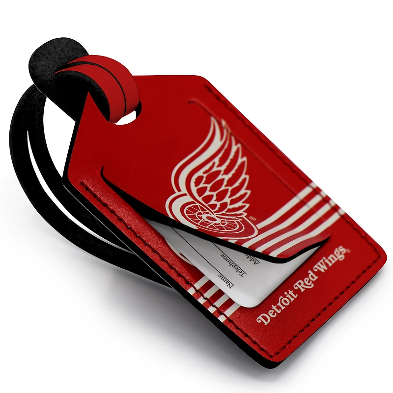 Étiquette de bagage en cuir personnalisée Red Wings Detroit