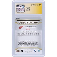 Simon Edvinsson Detroit Red Wings Autographié 2023-24 Upper Deck Série 1 Dates de Début #DD-20 CGC Fanatics Witnessed Authentifié 10/10 Rookie Card